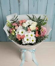 Букет цветов из:  Розы, Лизиантусы и Хризантемы в Чертково