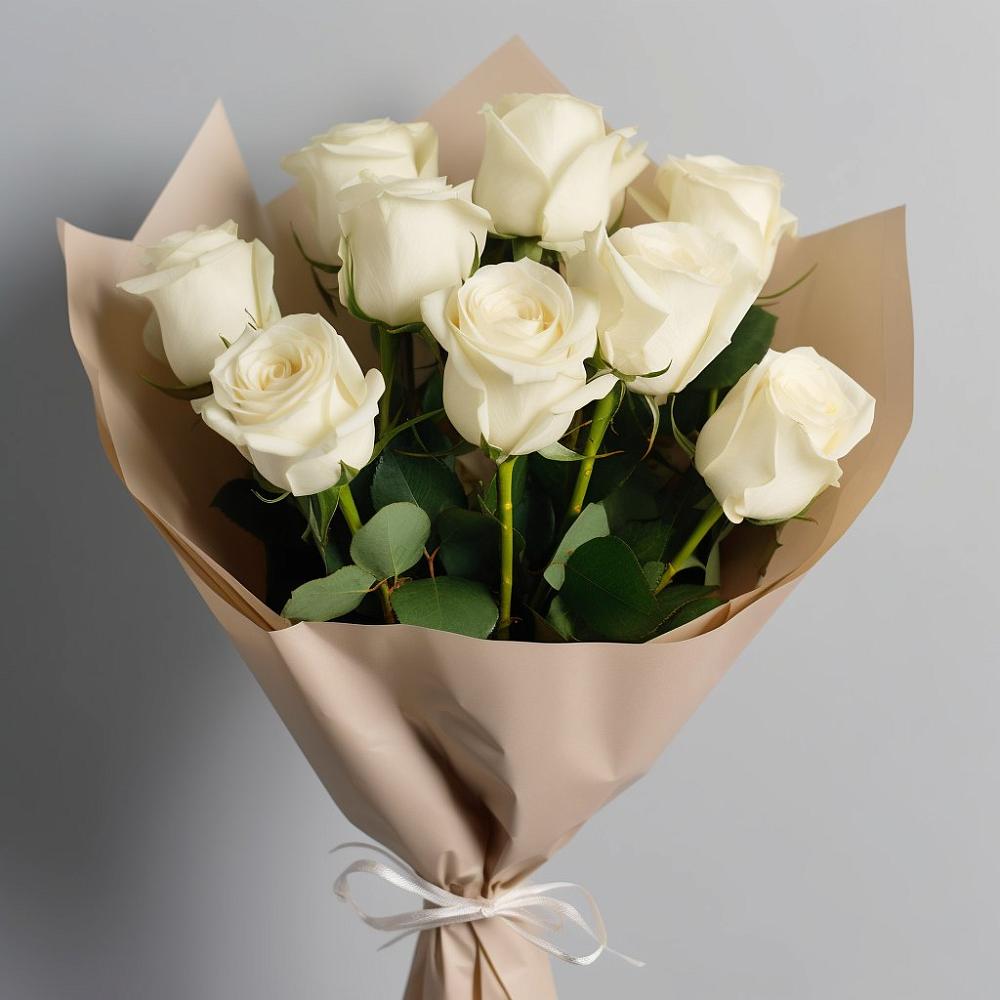 Букет 9 Белых роз Эдлесс Лав в Чертково