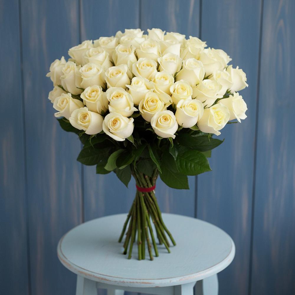 Букет 51 Белая роза Эдлесс Лав в Чертково