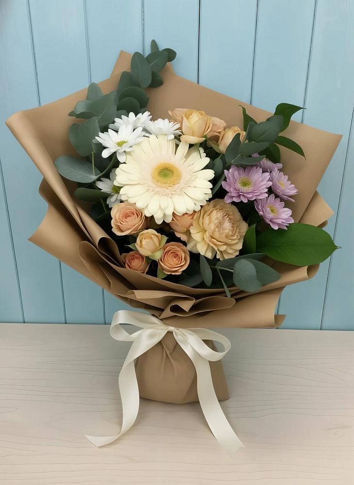 Букет цветов из: Герберы и Хризантемы в Чертково