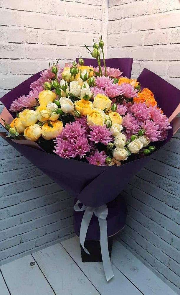 Букет цветов из: Хризантемы и Розы в Чертково