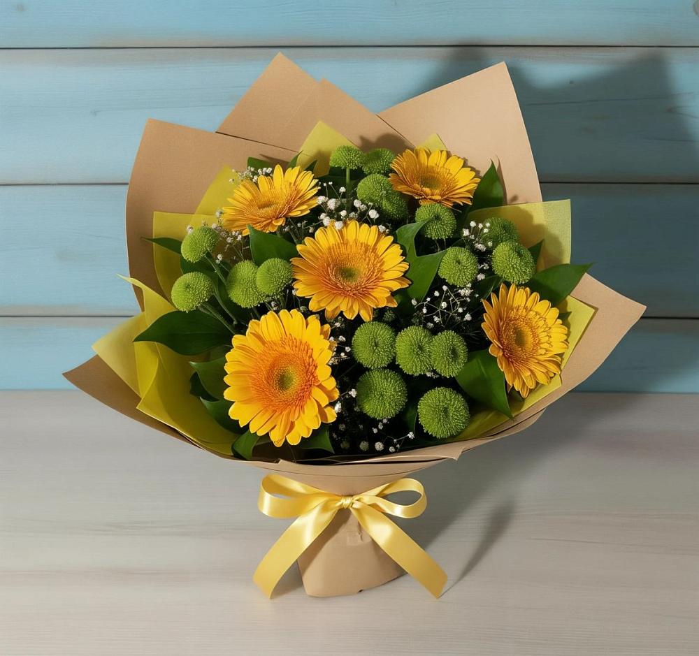 Букет цветов из: Герберы и Хризантемы в Чертково