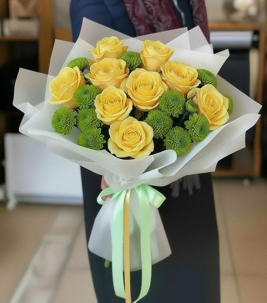 Букет цветов из: Хризантемы и Розы в Чертково