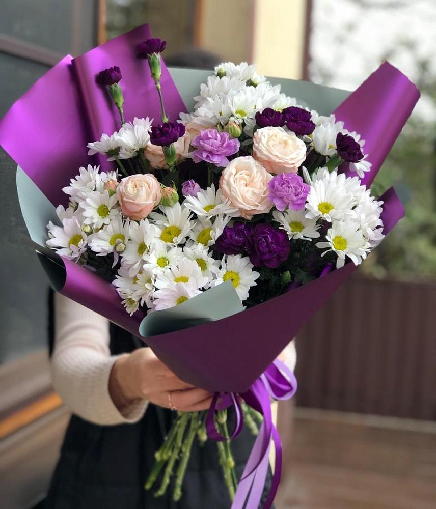 Букет цветов из: Хризантемы, Гвоздики и Розы в Чертково