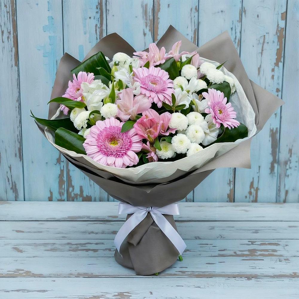 Букет цветов из: Герберы, Альстромерии и Хризантемы в Чертково