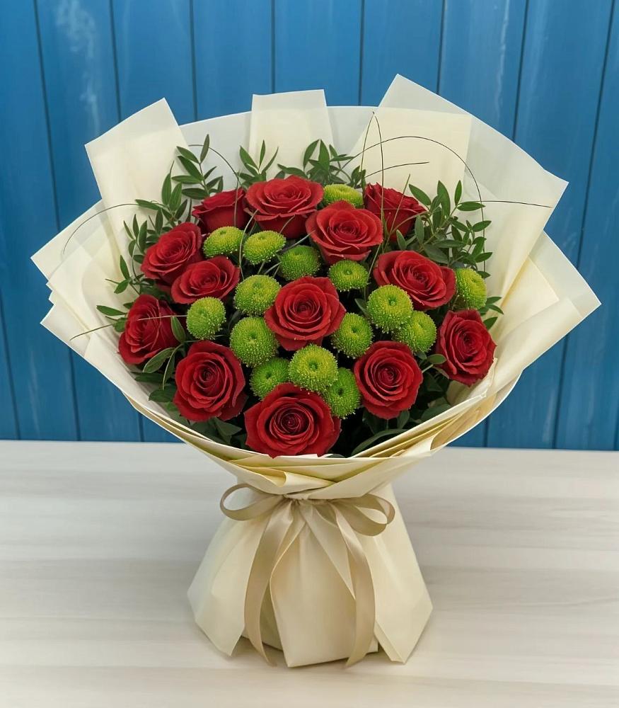 Букет цветов из: Розы и Хризантемы в Чертково