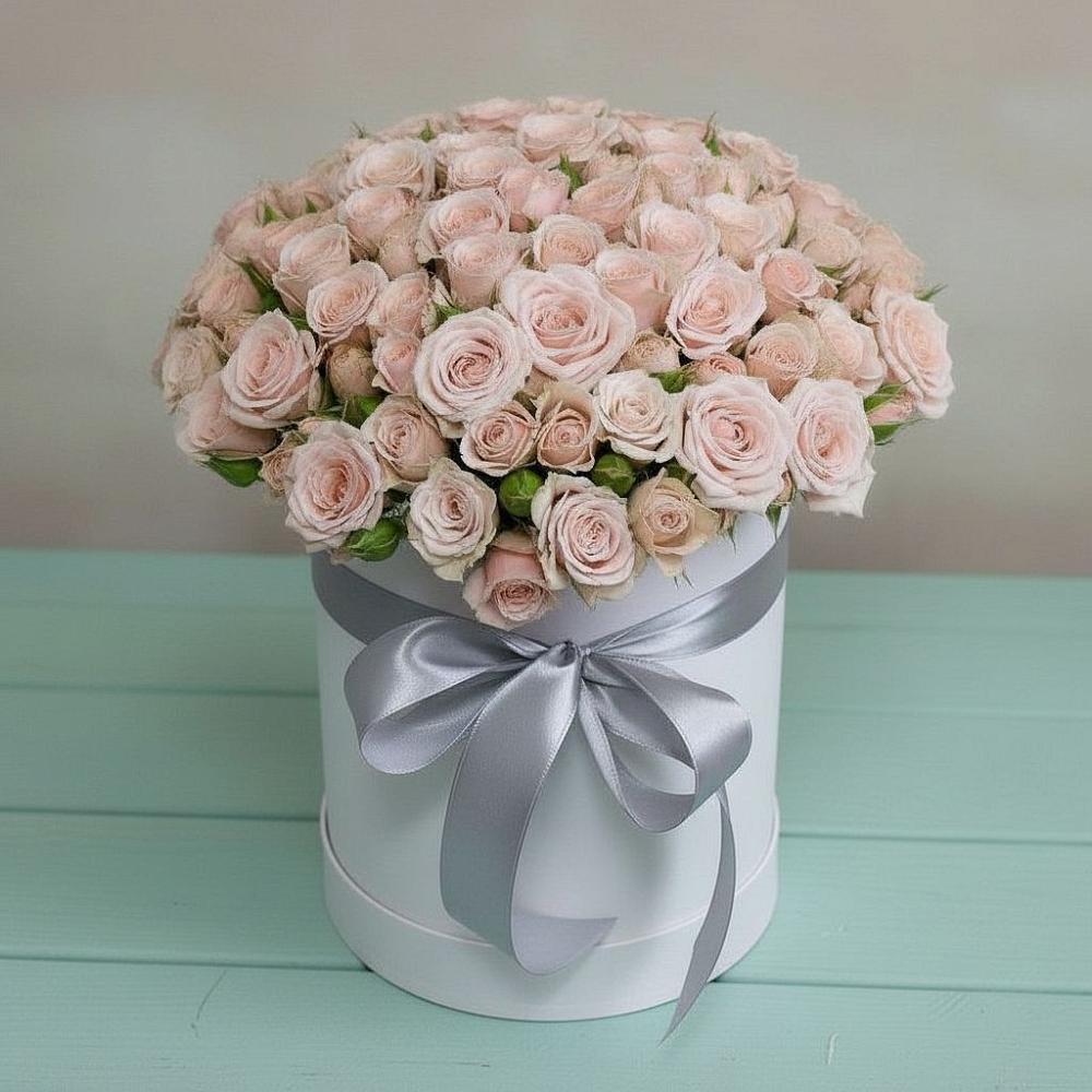 Цветочная композиция из Розы в шляпной коробке в Чертково